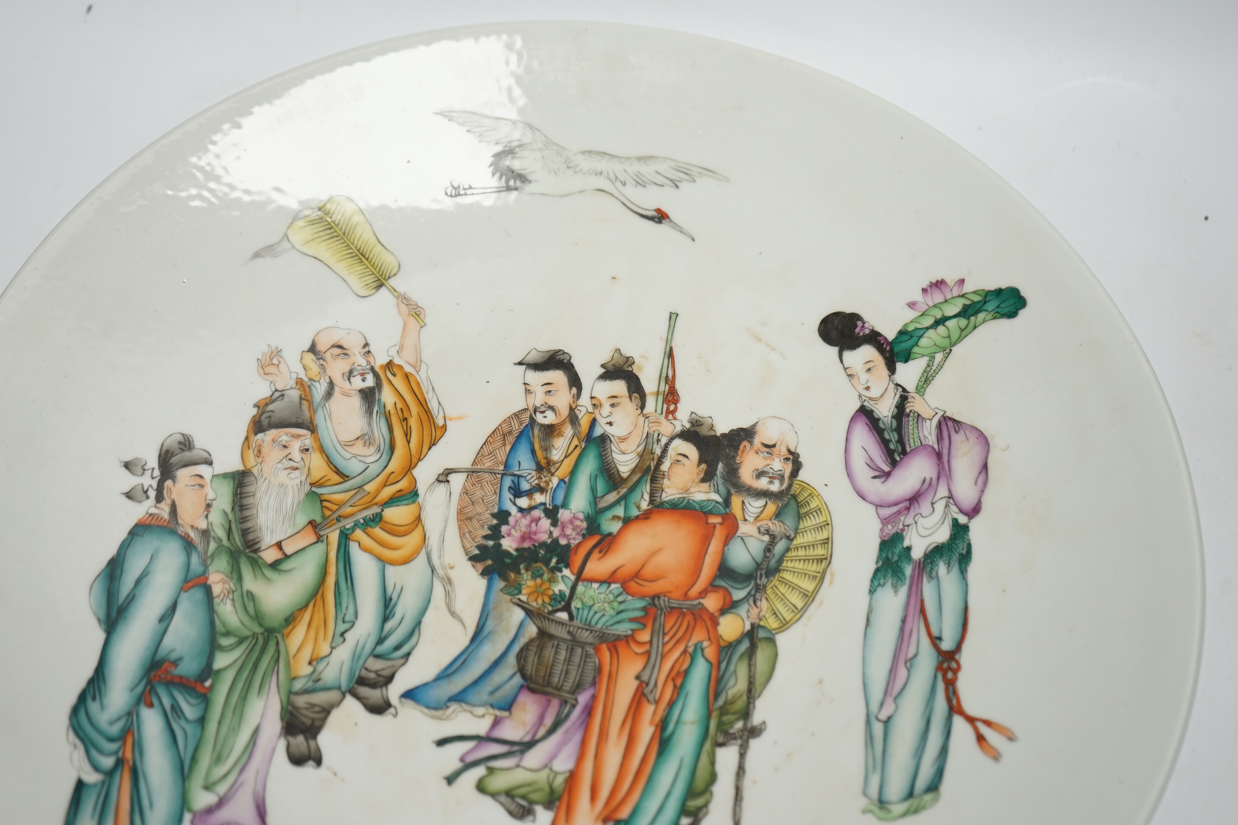 A Chinese famille rose figural charger, 35cm